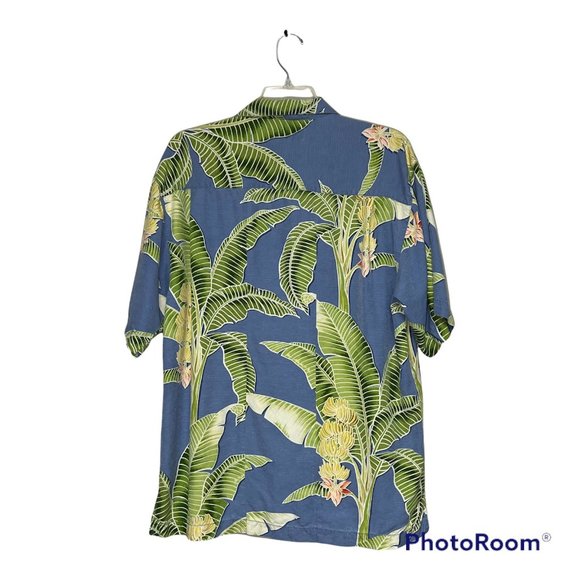 Tommy Bahama Shirt Button Up Silk Short Sleeve Banana Tree Print Blue Men's M - Picture 2 of 7